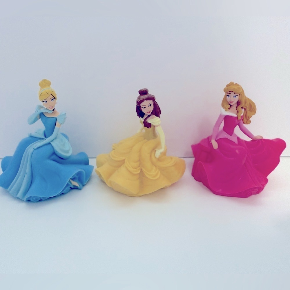 3” Disney Princess Cake Toppers Cinderella, Belle & Sleeping Beauty